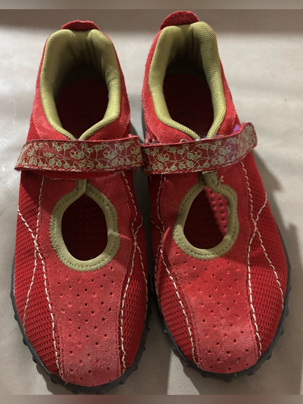 Merrell Sprint Jump Kids Mary Jane Sneakers Red Floral Strap Girls Size 4